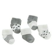 WTXUE Baby Socks, Baby Autumn and Winter Fashion Cartoon Cotton Terry Kids Socks 5 Pairs Set, Grey, S